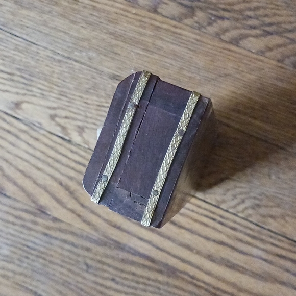 COFFIN Brass Wooden Trinket Hinged Incense Box Vintage Apothecary Style - Picture 7 of 11